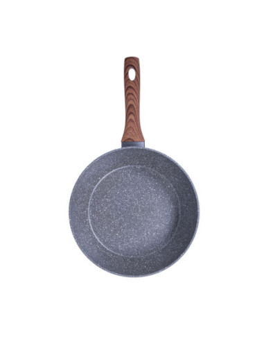 Sarten Resto Antiadh. Revest. granito 20 cm Ancho 6 cm Alto Aluminio Forjado-Mango Madera Todo Tipo De Cocina Aquila