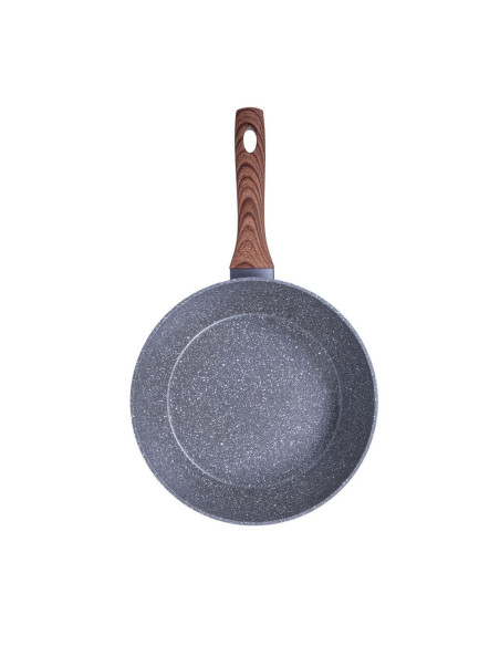 Sarten Resto Antiadh. Revest. granito 20 cm Ancho 6 cm Alto Aluminio Forjado-Mango Madera Todo Tipo De Cocina Aquila