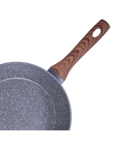 Sarten Resto Antiadh. Revest. granito 24 cm Ancho 6.5 cm Alto Aluminio Forjado-Mango Madera Todo Tipo De Cocina Aquila