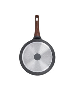 Sarten Resto Antiadh. Diseño 3D 24 cm Ancho 5.5 cm Alto Aluminio-Mango Madera Todo Tipo De Cocina Negro 2