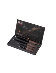 Set De Cuchillos Resto Acero Inox. 4 Pcs Mango De Madera Superficie Antibacteriana 2