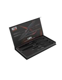 Set De Cuchillos Resto Acero Inox. 4 Pcs Mangos Ergonómicos Superficie Antibacteriana Negro