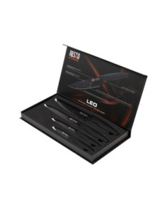 Set De Cuchillos Resto Acero Inox. 4 Pcs Mangos Ergonómicos Superficie Antibacteriana Negro 2
