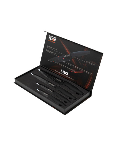 Set De Cuchillos Resto Acero Inox. 4 Pcs Mangos Ergonómicos Superficie Antibacteriana Negro