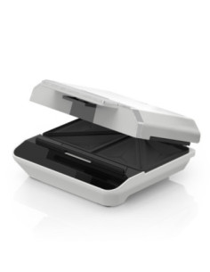 Sandwhichera Black Decker 750 W 2 Panes Clip Bloqueo Luces Acero Inox. Blanca