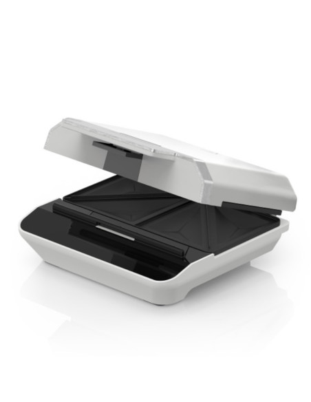 Sandwhichera Black Decker 750 W 2 Panes Clip Bloqueo Luces Acero Inox. Blanca