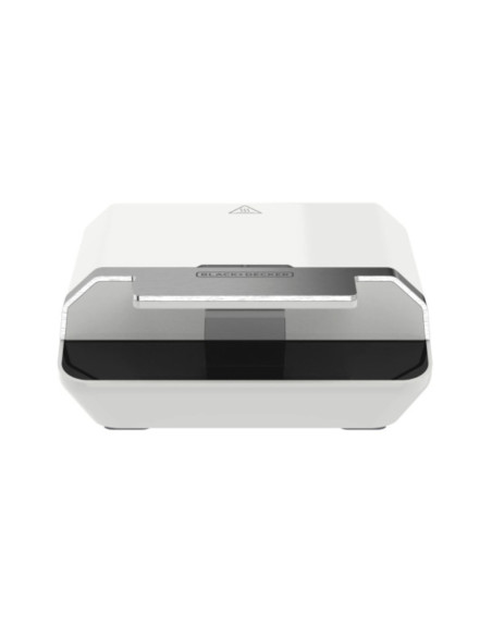 Sandwhichera Black Decker 750 W 2 Panes Clip Bloqueo Luces Acero Inox. Blanca