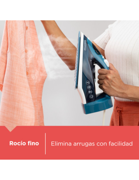 Plancha De Ropa Black Decker- 1200 W Liviana Cable Retráctil Suela Cerámica Azul