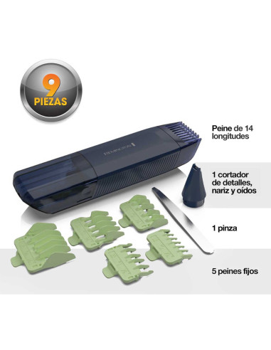 Recortadora Todo En 1 Remington Trim Fit Multifunción Recargable 9 Piezas Azul
