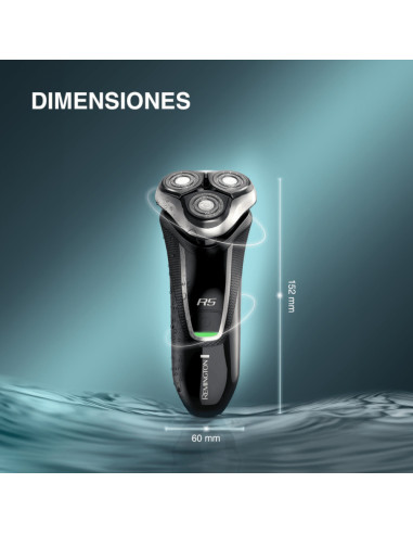 Afeitadora Recargable Remington R5Style 3 Cabezas Presión Plus Inalámbrica 60 Min Negra