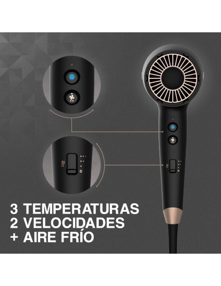Secador De Cabello Remington Flyaway Concentrador 1900 W 3 Niveles 2 Velocidades Negro