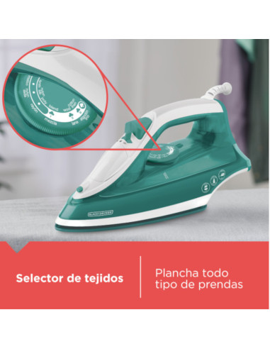 Plancha De Ropa Black Decker- 1200 W-Antihaderente-Auto Clean Suela Cerámica Verde