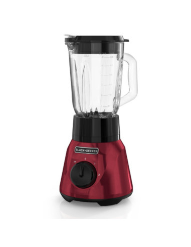 Licuadora Tricuadora Black Decker 800 W Jarra De Vidrio 1.5 L 2 Velocidades+Pulso Acero Inox. Roja