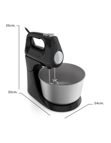 Batidora De Pedestal Black Decker 250 W 5 Velocidades + Turbo 2 Tazones Acero Inox.-Vidr Negro