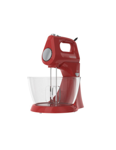 Batidora De Pedestal Black Decker 250 W 5 Velocidades 2 Tazones Vidr.-Plast. Turbo Roja