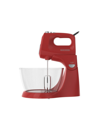 Batidora De Pedestal Black Decker 250 W 5 Velocidades 2 Tazones Vidr.-Plast. Turbo Roja