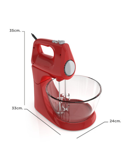 Batidora De Pedestal Black Decker 250 W 5 Velocidades 2 Tazones Vidr.-Plast. Turbo Roja