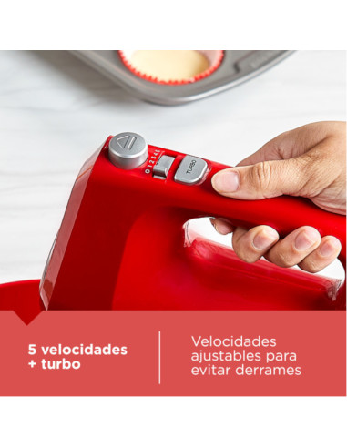 Batidora De Pedestal Black Decker 250 W 5 Velocidades 2 Tazones Vidr.-Plast. Turbo Roja