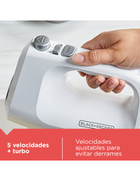 Batidora De Pedestal Black Decker 250 W 5 Velocidades 2 Tazones Vidr.-Plast. Turbo Blanca