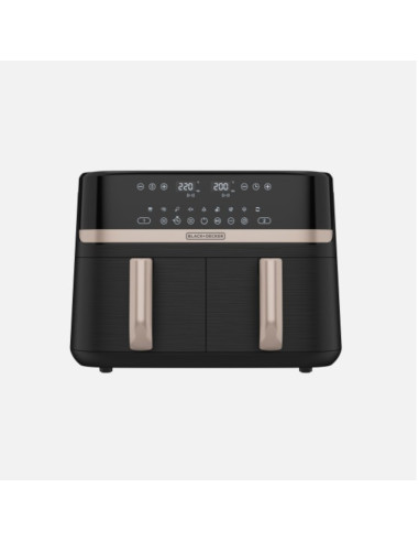 Freidora De Aire Black Decker Dual- 9 L - 2 Cestas- Funciones Preprogramadas Pantalla Tactil Negro