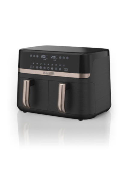 Freidora De Aire Black Decker Dual- 9 L - 2 Cestas- Funciones Preprogramadas Pantalla Tactil Negro
