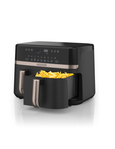 Freidora De Aire Black Decker Dual- 9 L - 2 Cestas- Funciones Preprogramadas Pantalla Tactil Negro