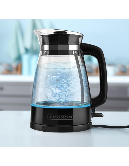 Tetera Eléctrica Black Decker-1.7 L-Luz LED-Apagado Automático-Base Giratoria Negro
