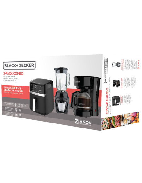 Combo Black Decker Cafetera Cm0915Bk - Licuadora Bl08761Bdla - Freidora Afbd62-1Bdla