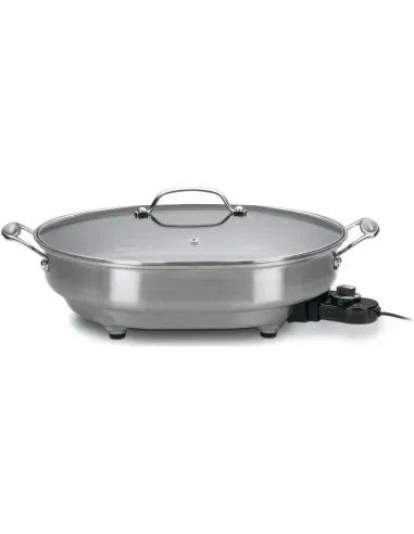 Sarten Eléctrico Cuisinart 1500 W Antiadherente Acero Inox. Ctrl Temperatura Tapa Transparente