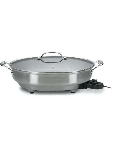 Sarten Eléctrico Cuisinart 1500 W Antiadherente Acero Inox. Ctrl Temperatura Tapa Transparente