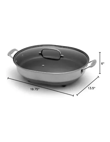 Sarten Eléctrico Cuisinart 1500 W Antiadherente Acero Inox. Ctrl Temperatura Tapa Transparente