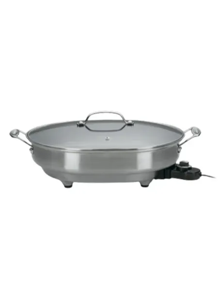 Sarten Eléctrico Cuisinart 1500 W Antiadherente Acero Inox. Ctrl Temperatura Tapa Transparente
