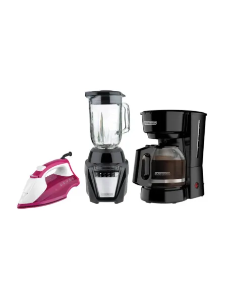 Combo Black Decker Plancha Ir1850, Cafetera Cm0916B, Licuadora Bl0876-1Bdla