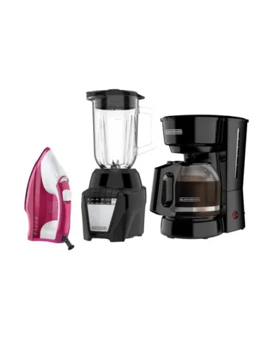 Combo Black Decker Plancha Ir1850, Cafetera Cm0916B, Licuadora Bl0876-1Bdla