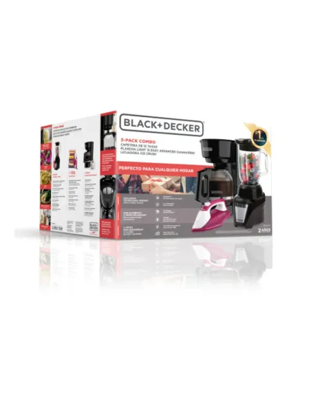 Combo Black Decker Plancha Ir1850, Cafetera Cm0916B, Licuadora Bl0876-1Bdla