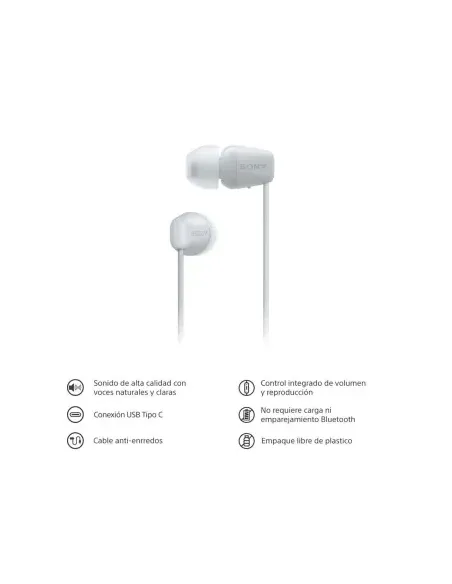 Audífonos Sony Alambrico 5 mm USB-C Microf. Integr. Blanco