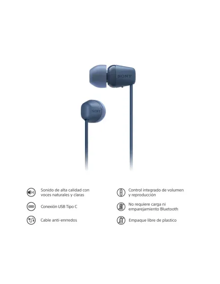 Audífonos Sony Alambrico 5 mm USB-C Microf. Integr. Azul
