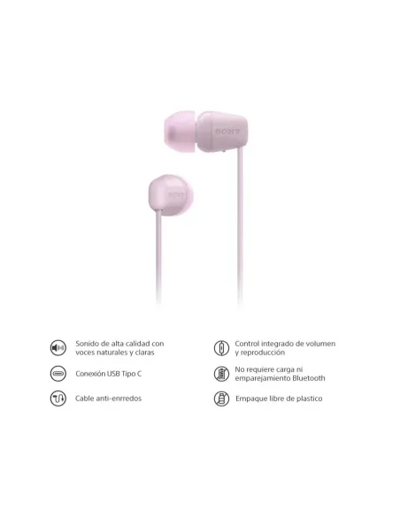 Audífonos Sony Alambrico 5 mm USB-C Microf. Integr. Rosado