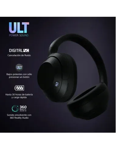 Audífonos Sony Inalámbrico Diadema Alexa Microf. Integr. 50H Dur. Negro