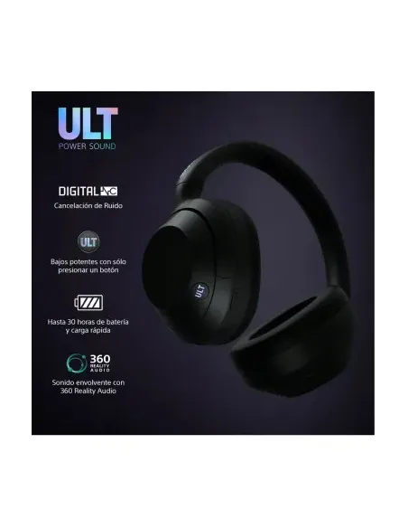 Audífonos Sony Inalámbrico Diadema Alexa Microf. Integr. 50H Dur. Negro
