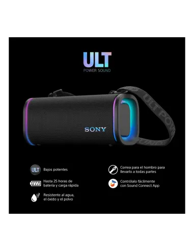 Parlante Sony Ult Field 5 Inalámbrico Ip66 Y Ip67 Bluethoo 5,7 Luces Negro