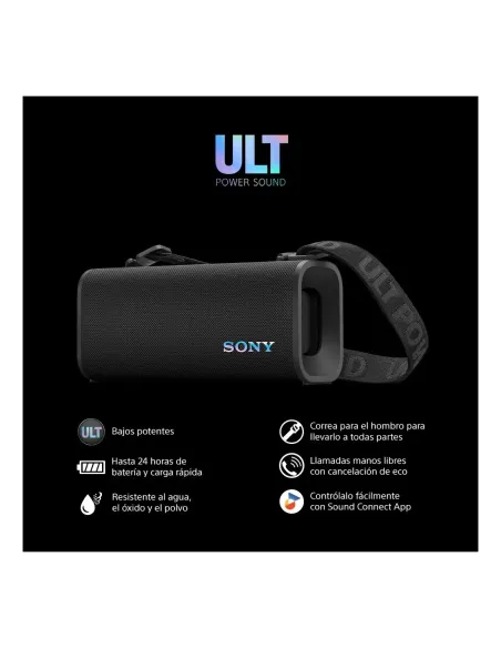 Parlante Sony Ult Field 3 Inalámbrico Ip66 Y Ip67 Bluethoo 5,2 Party Connect Negro