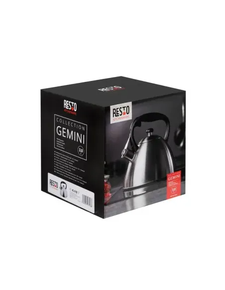 Tetera Clásica Resto Con Silbador 2.7 L Acero Inoxidable Induccion Blanca
