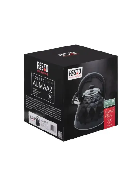 Tetera Clásica Resto Con Silbador 3.0 L Acero Inoxidable Induccion Negra