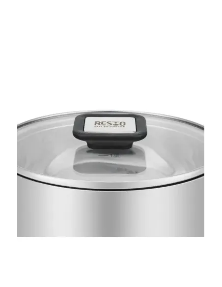 Olla Resto 1.6 L Asas Plegables-Tapa Vidrio Templado 16 cm Induccion Acero Inox
