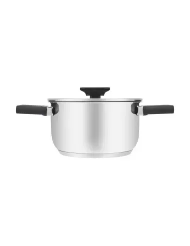Olla Resto 1.6 L Asas Plegables-Tapa Vidrio Templado 16 cm Induccion Acero Inox