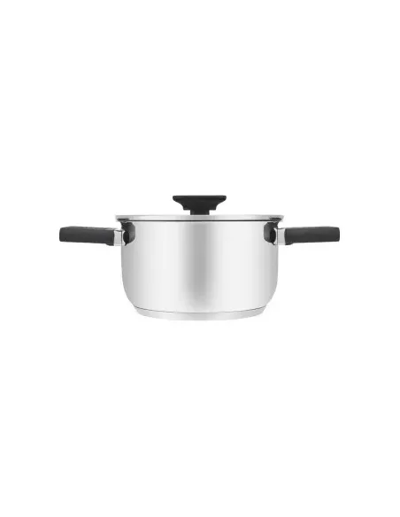 Olla Resto 1.6 L Asas Plegables-Tapa Vidrio Templado 16 cm Induccion Acero Inox