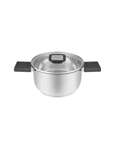 Olla Resto 1.6 L Asas Plegables-Tapa Vidrio Templado 16 cm Induccion Acero Inox