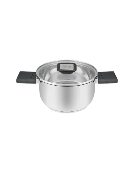 Olla Resto 1.6 L Asas Plegables-Tapa Vidrio Templado 16 cm Induccion Acero Inox