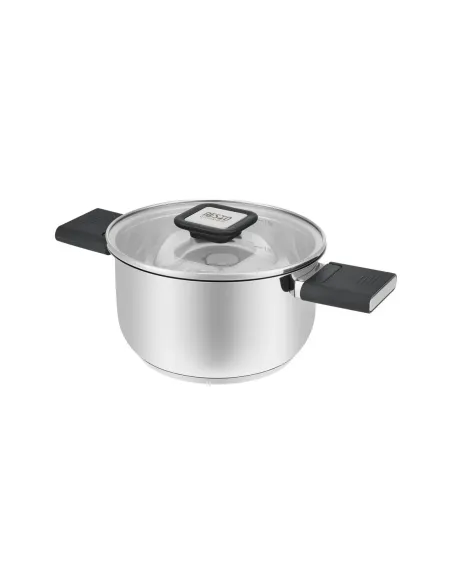 Olla Resto 1.6 L Asas Plegables-Tapa Vidrio Templado 16 cm Induccion Acero Inox